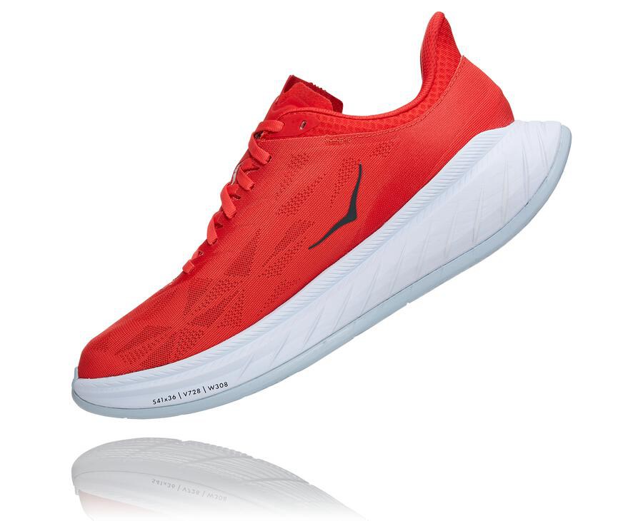 Hoka One One Running Shoes Mens Red/White - Carbon X 2 - 84179ZBWF